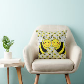 Two Cute Bumble Bees Throw Pillow (Chair)