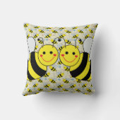Two Cute Bumble Bees Throw Pillow (Back)