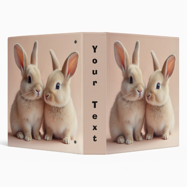 Two Cute Bunnies 3 Ring Binder (Background)