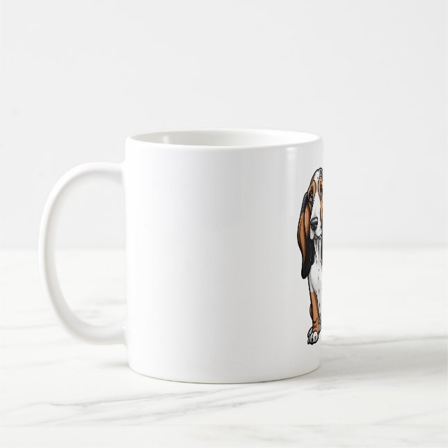 Two Cute Cartoon Basset Hounds Coffee Mug (Left)
