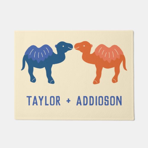 Two Cute Cartoon Camels Couples Personalized Doormat