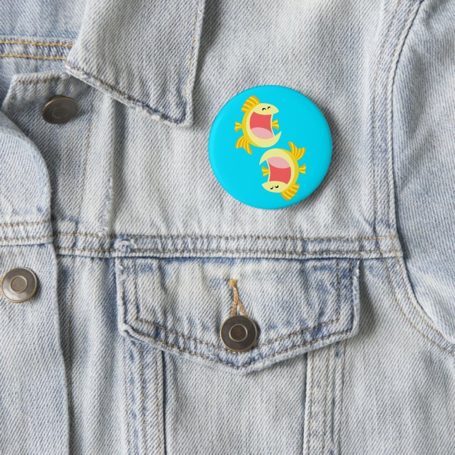 Two Cute Cartoon Fish Pinback Button (In Situ)