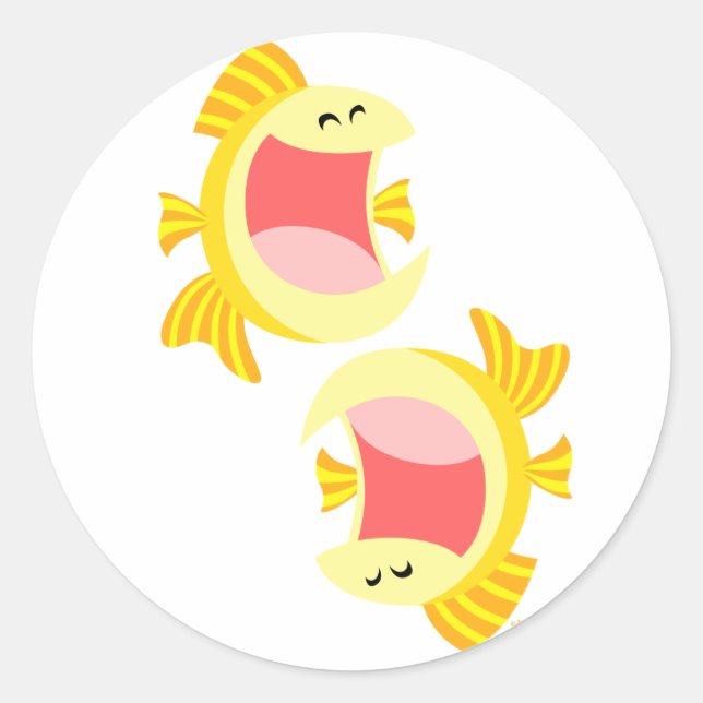 Two Cute Cartoon Fish Sticker (Front)