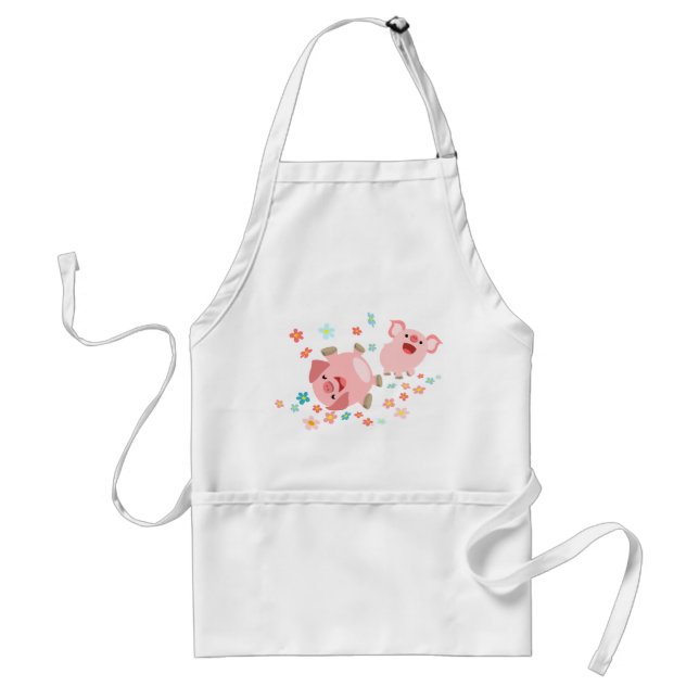 Two Cute Cartoon Pigs in Spring Apron (Front)