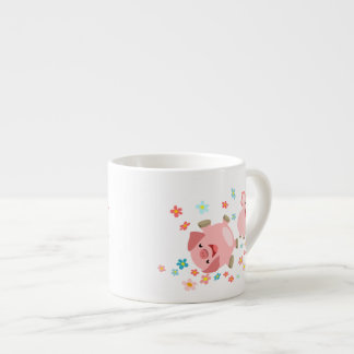 Two Cute Cartoon Pigs in Spring Espresso Mug