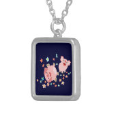 Two Cute Cartoon Pigs in Spring Necklace (Front Right)