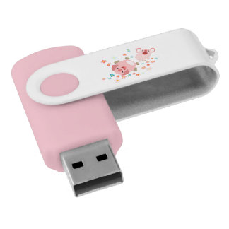 Two Cute Cartoon Pigs in Spring USB Drive Swivel