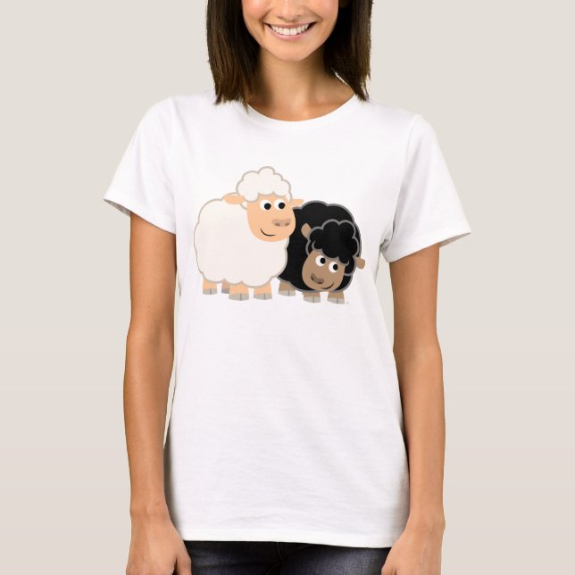 Two Cute Cartoon Sheep Women T-Shirt (Front)