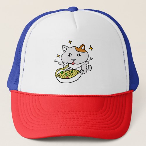 Two Cute Cats Eating Spaghetti Vincent Van Gogh St Trucker Hat