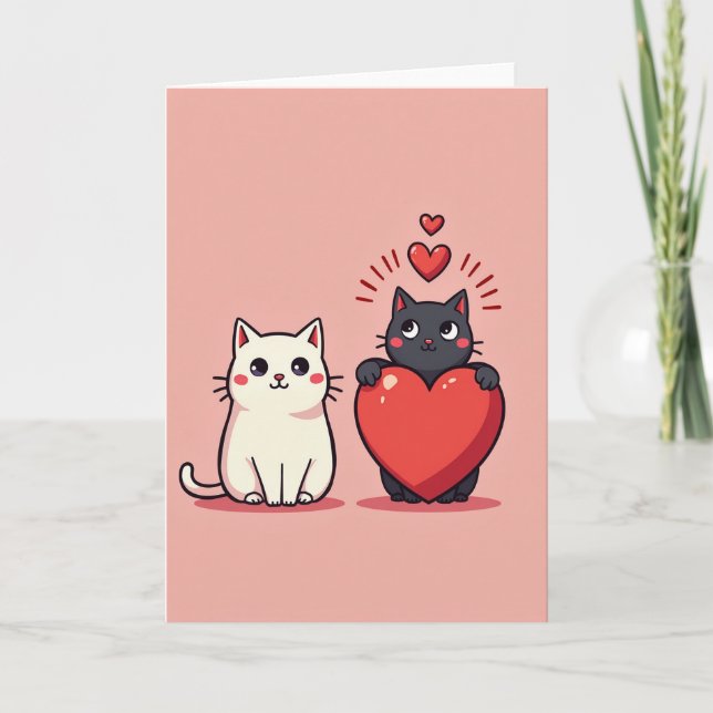 Two Cute Cats Love Card (Front)