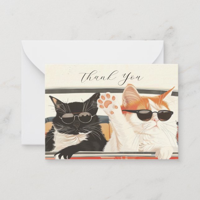 Two Cute Cats Thank You Note Card (Front)