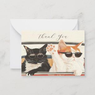 Two Cute Cats Thank You Note Card