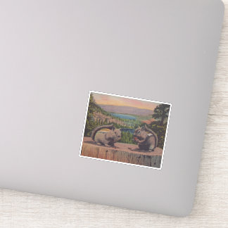 Two Cute Chipmunks on Stump Mountains Lake Sticker