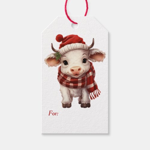 Two Cute Cows Christmas Gift Tags