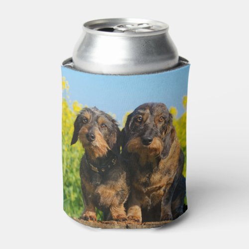 Two Cute Dachshund Dogs Dackel Photo Funny Bawdle Can Cooler