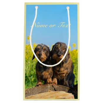 Two Cute Dachshund Dogs Dackel Photo  Personalized Small Gift Bag by Kathom_Photo at Zazzle