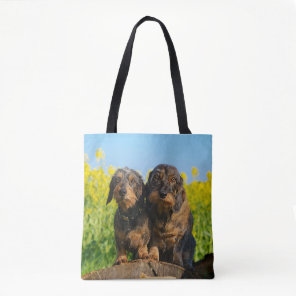 Two Cute Dachshunds Dogs Dackel Friends Pet Photo Tote Bag