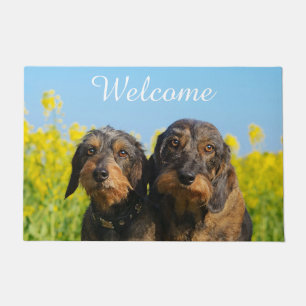 Two Cute Dachshunds Dogs Dackel Friends - Welcome Doormat