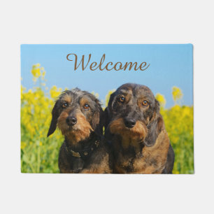 Two Cute Dachshunds Dogs Dackel Friends - Welcome Doormat