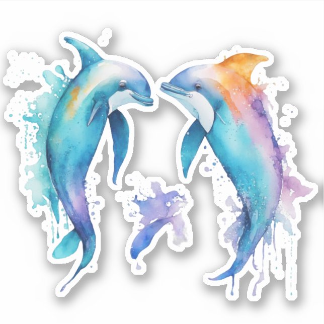 Two cute dolphins sticker (Front)