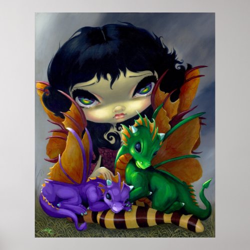 Two Cute Dragonlings ART PRINT dragon fairy