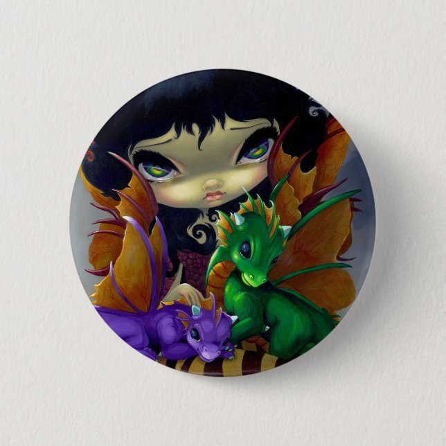 "Two Cute Dragonlings" Button (Front)