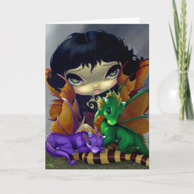 "Two Cute Dragonlings" Greeting Card (Front)