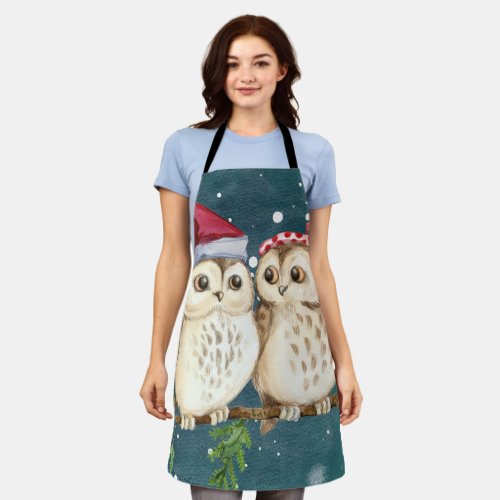 Two cute drawn Owls Apron