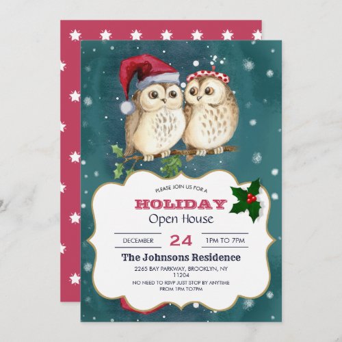 Two cute drawn Owls         Invitation