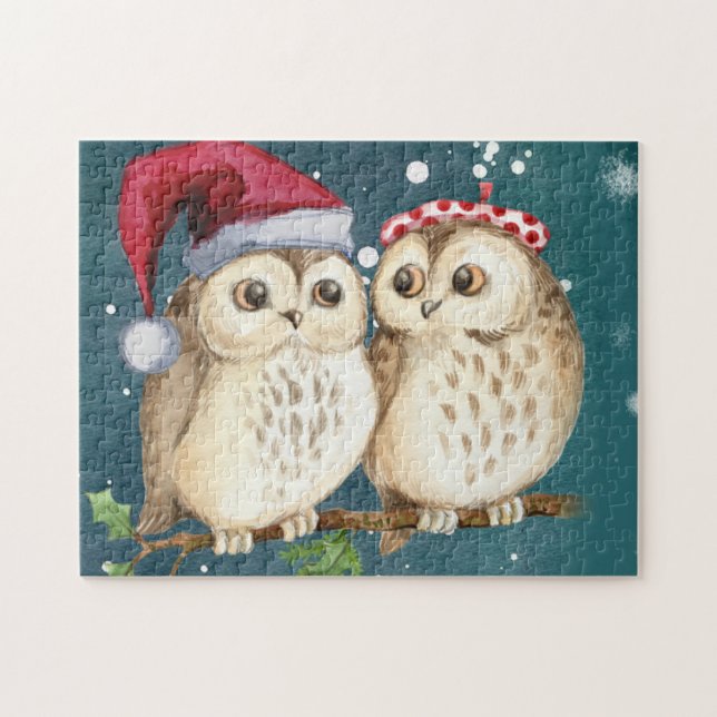 Two cute drawn Owls Jigsaw Puzzle (Horizontal)