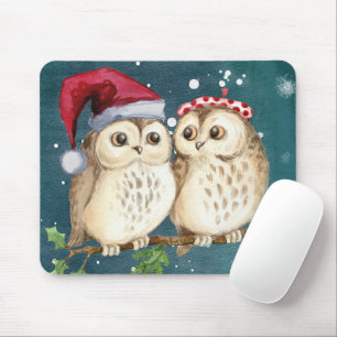 Two cute drawn Owls Mouse Pad