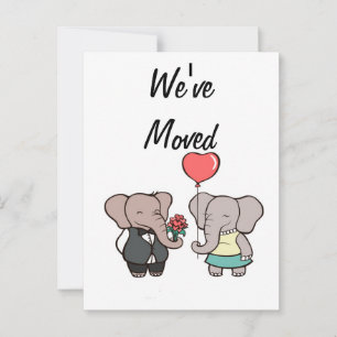 Two Cute elephant change of address card