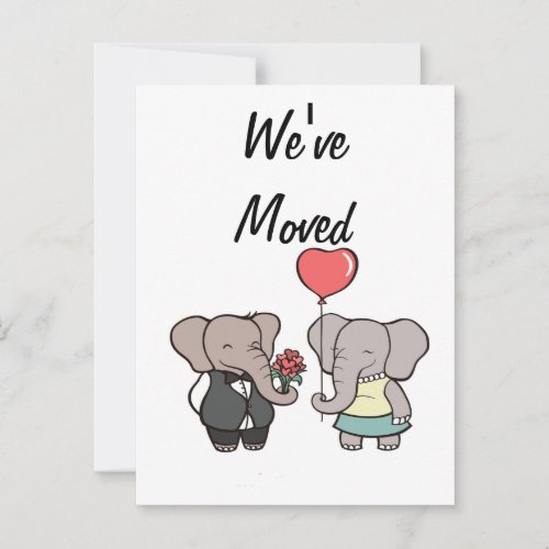 Two Cute elephant change of address card