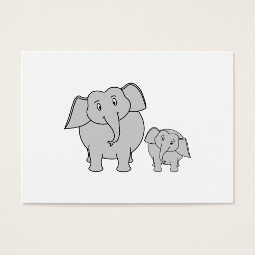 Two Cute Elephants. Cartoon. Business Cards