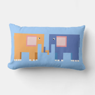 Two cute elephants lumbar pillow
