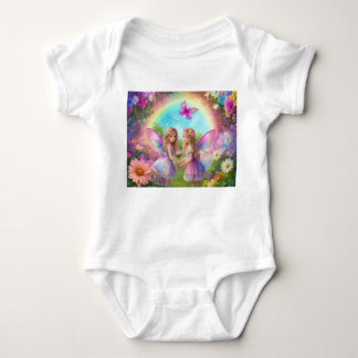 Two Cute Fairies Under a Rainbow Baby Bodysuit