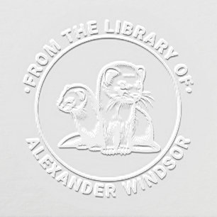 Two Cute Ferrets Library Book Name Embosser
