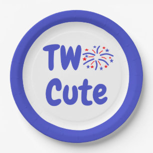 Two Cute Firework 2nd Birthday Paper Plates