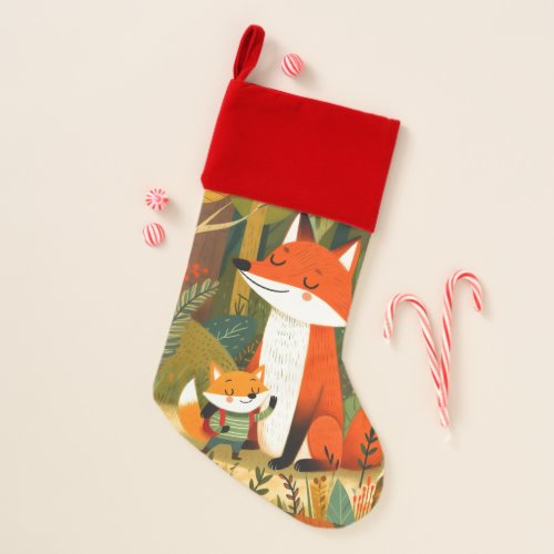Two cute foxes in the jungle christmas stocking