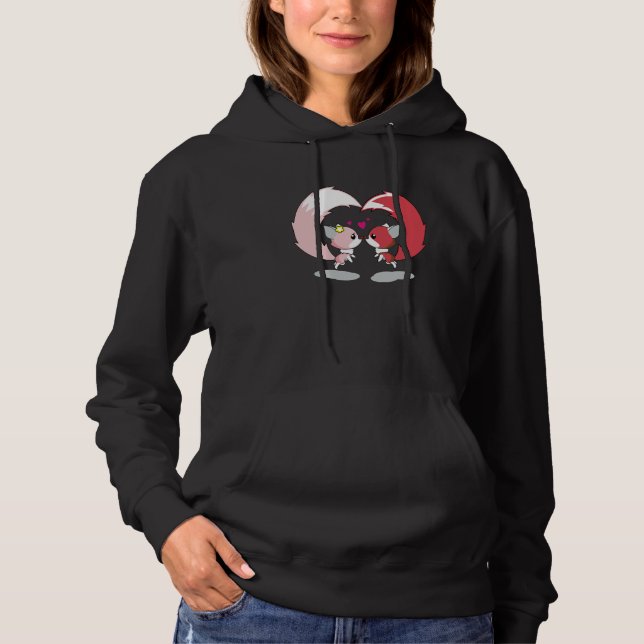 Two Cute Foxes Snuggling And Celebrating Valentine Hoodie (Front)