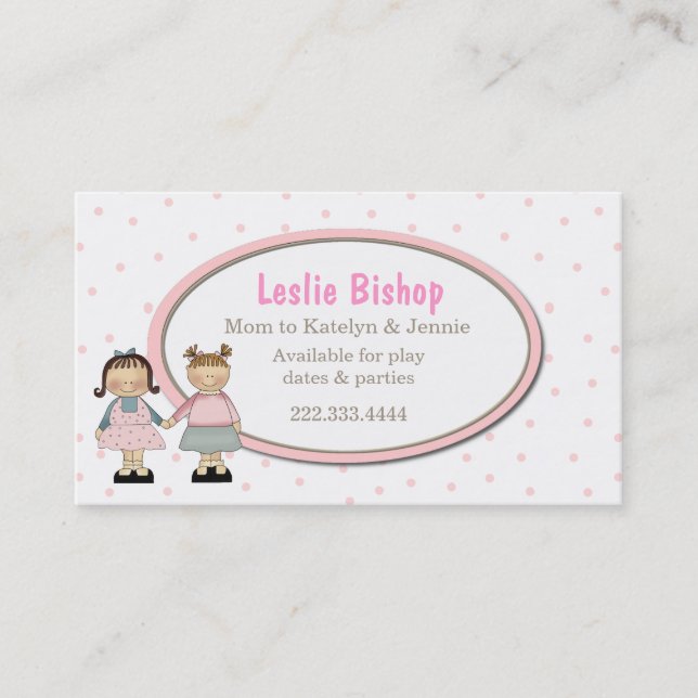 Two Cute Girls Play Date Card (Front)