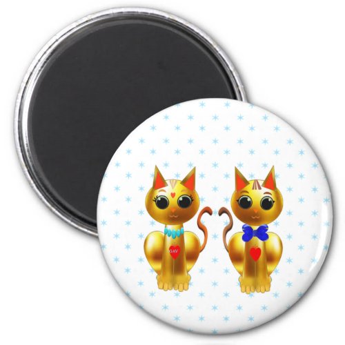 Two cute golden cats magnet