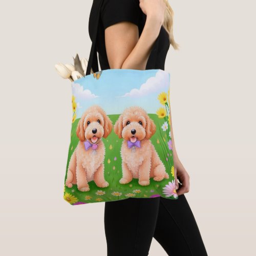 Two Cute Goldendoodles Tote