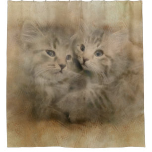 Two Cute Gray Striped Kittens In Watercolor Tapest Shower Curtain