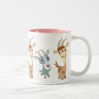 Two Cute Happy Cartoon Goats Mug