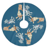 Two Cute Happy Cartoon Goats Tree Skirt (Front)