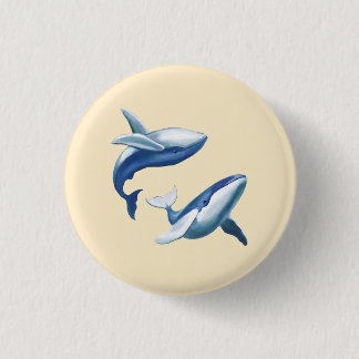 Two Cute Humpback Whales Jumping and Swimming Button