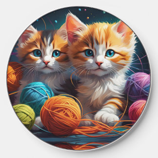 Two Cute kittens with balls of yarn Wireless Charger