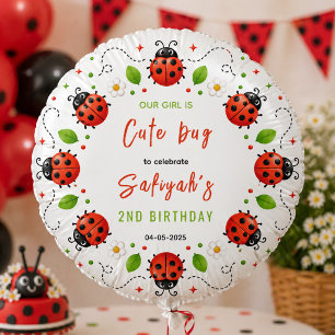Two Cute Ladybug 2nd Birthday Party for Kids Balloon