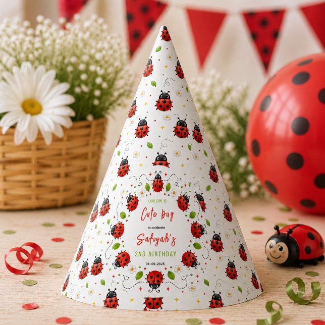 Two Cute Ladybug 2nd Birthday Party for Kids Hat (Two Cute Ladybug 2nd Birthday Party for Kids Baby hat)
